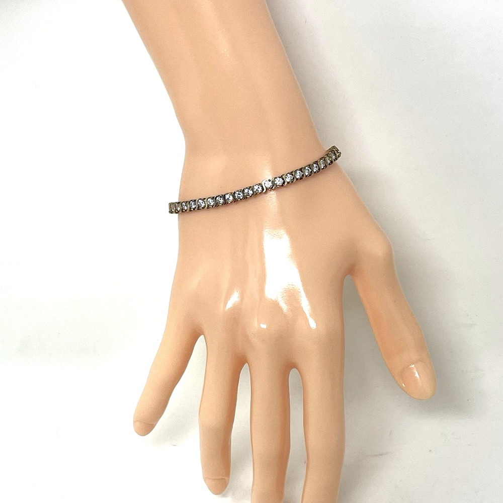 Gold Plated Sterling Silver Tennis Bracelet Vintage 7"